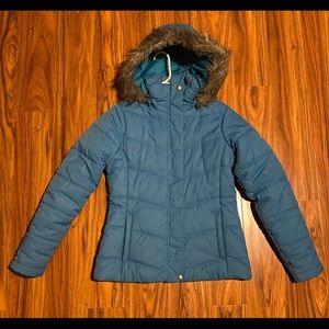 Women’s small Columbia Winter Jacket Coat Teal Blue Detachable Hood